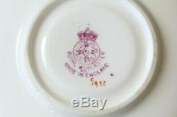 Antique Royal Worcester Demitasse Cup & Saucer Black Satin Jeweled Vintage Deco