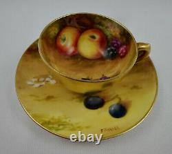 Antique Royal Worcester Demitasse Cup & Saucer, Fruit