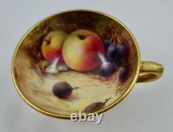 Antique Royal Worcester Demitasse Cup & Saucer, Fruit