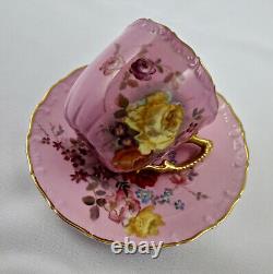 Antique Royal Worcester Demitasse Cup & Saucer, Roses