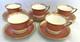 Antique Royal Worcester Pink, Gold & White Demitasse Cups And Saucers Set Of 5