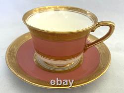 Antique Royal Worcester Pink, Gold & White Demitasse Cups And Saucers Set Of 5