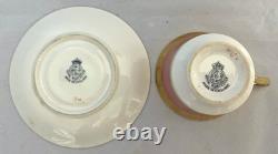 Antique Royal Worcester Pink, Gold & White Demitasse Cups And Saucers Set Of 5