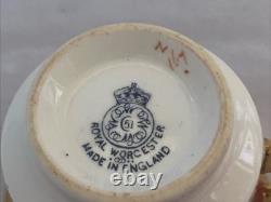 Antique Royal Worcester Pink, Gold & White Demitasse Cups And Saucers Set Of 5