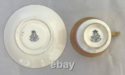 Antique Royal Worcester Pink, Gold & White Demitasse Cups And Saucers Set Of 5