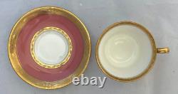 Antique Royal Worcester Pink, Gold & White Demitasse Cups And Saucers Set Of 5