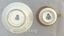 Antique Royal Worcester Pink, Gold & White Demitasse Cups And Saucers Set Of 5