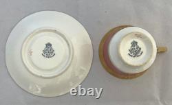 Antique Royal Worcester Pink, Gold & White Demitasse Cups And Saucers Set Of 5