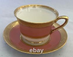 Antique Royal Worcester Pink, Gold & White Demitasse Cups And Saucers Set Of 5