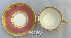 Antique Royal Worcester Pink, Gold & White Demitasse Cups And Saucers Set Of 5