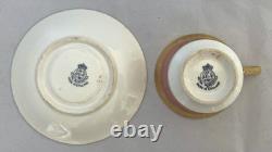 Antique Royal Worcester Pink, Gold & White Demitasse Cups And Saucers Set Of 5