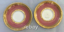 Antique Royal Worcester Pink, Gold & White Demitasse Cups And Saucers Set Of 5