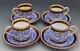 Antique Royal Worcester Porcelain Royal Lily 4 Demitasse Cups & Saucers