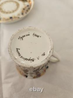 Antique Russian Demitasse Cup Saucer Dancers Flowers Sweet Signed Set