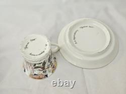 Antique Russian Demitasse Cup Saucer Dancers Flowers Sweet Signed Set