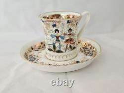 Antique Russian Demitasse Cup Saucer Dancers Flowers Sweet Signed Set