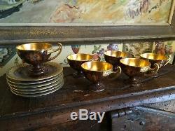 Antique S/6 Czechoslovakian Demitasse Cups & Saucers Fine Porcelain