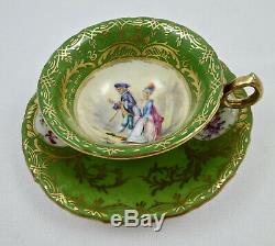 Antique Saxe Dresden Demitasse Cup & Saucer, Scenic