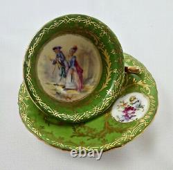 Antique Saxe Dresden Demitasse Cup & Saucer, Scenic, Hand Painted