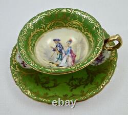 Antique Saxe Dresden Demitasse Cup & Saucer, Scenic, Hand Painted
