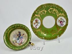 Antique Saxe Dresden Demitasse Cup & Saucer, Scenic, Hand Painted