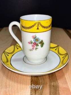 Antique Schumann Bavaria Germany Demitasse Cups & Saucers Parrots, Exotic Birds