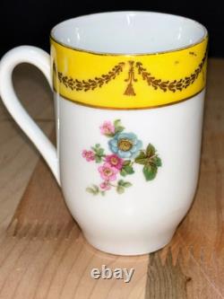 Antique Schumann Bavaria Germany Demitasse Cups & Saucers Parrots, Exotic Birds