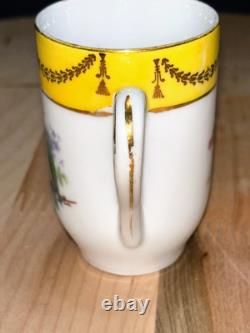 Antique Schumann Bavaria Germany Demitasse Cups & Saucers Parrots, Exotic Birds