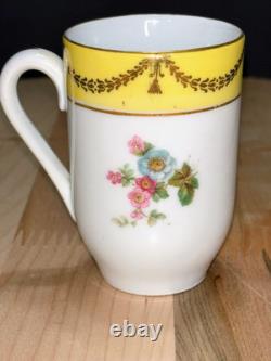 Antique Schumann Bavaria Germany Demitasse Cups & Saucers Parrots, Exotic Birds