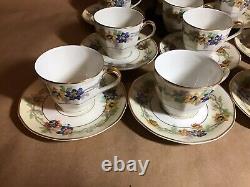 Antique Set 10 Haviland Limoges Miami Cream Demitasse / Espresso Cups & Saucers