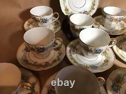 Antique Set 10 Haviland Limoges Miami Cream Demitasse / Espresso Cups & Saucers