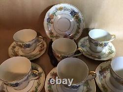 Antique Set 10 Haviland Limoges Miami Cream Demitasse / Espresso Cups & Saucers