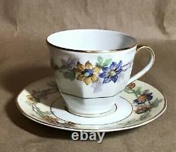 Antique Set 10 Haviland Limoges Miami Cream Demitasse / Espresso Cups & Saucers