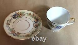 Antique Set 10 Haviland Limoges Miami Cream Demitasse / Espresso Cups & Saucers