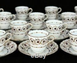 Antique Set 10 Royal Worcester Demitasse Cups & Saucers Cobalt Blue Gold