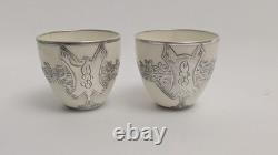 Antique Set Of 2 Mauser Cups And Saucers Silver Overlay