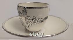 Antique Set Of 2 Mauser Cups And Saucers Silver Overlay