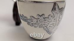 Antique Set Of 2 Mauser Cups And Saucers Silver Overlay