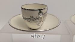 Antique Set Of 2 Mauser Cups And Saucers Silver Overlay