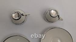 Antique Set Of 2 Mauser Cups And Saucers Silver Overlay