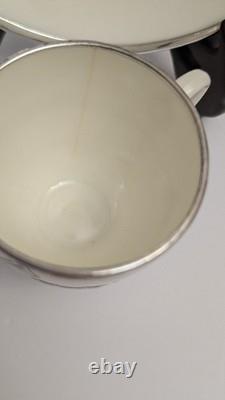 Antique Set Of 2 Mauser Cups And Saucers Silver Overlay