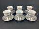 Antique Set Of 6 Sterling Silver Demitasse Cups & Saucers With Rosenthal Inserts