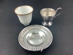 Antique Set of 6 Sterling Silver Demitasse Cups & Saucers with Rosenthal Inserts