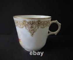 Antique Sevres Demitasse Cup & Saucer Hand Painted Cherubs Signed Debrie