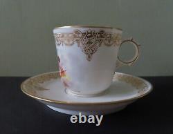 Antique Sevres Demitasse Cup & Saucer Hand Painted Cherubs Signed Debrie