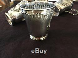 Antique Silver Demitasse Cup And Saucer Set Of 6