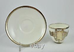 Antique Silver Overlay Demitasse Cup & Saucer