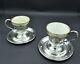 Antique Sterling Silver Demitasse Espresso Cups & Saucers 1922 Pair Of 2