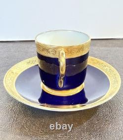 Antique T & V Limoges Cobalt Blue Gold Encrusted Demitasse C & S Conde Pattern