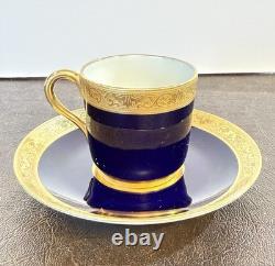 Antique T & V Limoges Cobalt Blue Gold Encrusted Demitasse C & S Conde Pattern